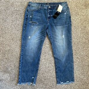 NWT Flamingo Blue Denim Distressed Jeans XXL Size 16